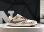 公司级带半码 耐克 Aj1倒勾Travis Scott X Air Jordan 1 ” Reverse Mocha “ Aj1乔1 Ts 闪电 联名倒钩 低帮