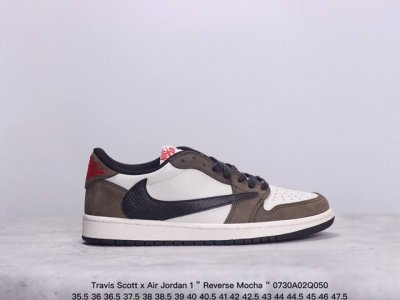 公司级aj1倒勾travis Scott X Air Jordan 1 ” Reverse Mocha “ Aj1乔1 Ts 闪电 联名倒钩 低帮文化篮球鞋 完