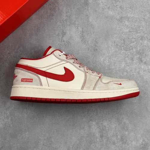 本地 核心私 Air Jordan 1 Low X Supreme 米红小勾 满天星 周年高端定制 低帮休闲板鞋 #定制鞋盒 大厂纯原品质出货 超高清洁度 皮料