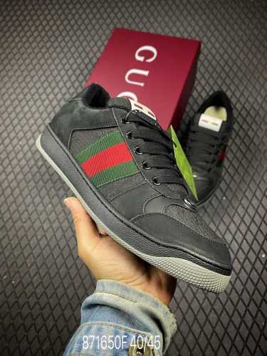 460 F支持放店 gucci~~2025最新配色小脏鞋 休闲鞋 运动鞋…… zp开发纯原版本；金属双G水晶圆柱形标；Gucci原版纹织带 鞋面头层羊皮拼接双G