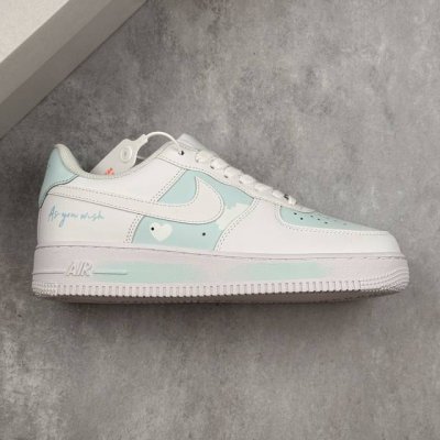 本地 核心私 Nike Air Force 1 Low’07 白天蓝 喷绘 空军一号低帮休闲板鞋 定制皮料 原厂3D打印 定制鞋盒 原楦原纸板 纯正空军版型 内