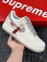 核心私 公司级nike Air Force 1 '07 Low “Supreme滑板系列--米灰” 空军一号 低帮 运动休闲鞋 折边针车 工艺难度大 原楦头原纸