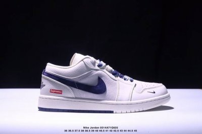 220 海外爆款限量发售！公司级 Nike Jordan Air Jordan 1“Supreme联名——米蓝生胶” 高端定制 低帮 复古 减震 防滑 耐磨 篮