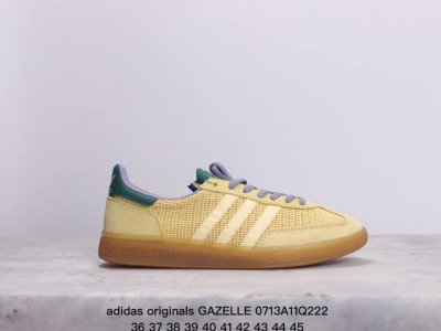 Adidas Originals Gazelle系列防滑低帮板鞋 男女同款黄绿 Xm0713Q222