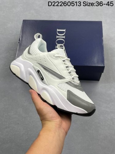 法国时尚品牌，迪奥 桀傲Dior Homme B24 Reflective Mesh Leather Sneakers复古休闲穿搭慢跑鞋，白色色纯棉鞋带白色科技