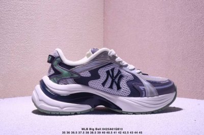 Korea韩国限定发售Ny美国榄球洋基队限定 X Mlb Big Ball Chunky Mesh 厚底老爹系列低帮网织轻量休闲运动慢跑鞋“网眼象牙白黑Ny印花