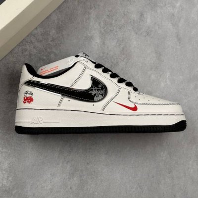 本地 核心私 Nike Air Force 1 Low 07 X Stussy 白黑小钩 低帮休闲运动板鞋 原楦头原纸板 打造纯正低帮空军版型 专注外贸渠道 全