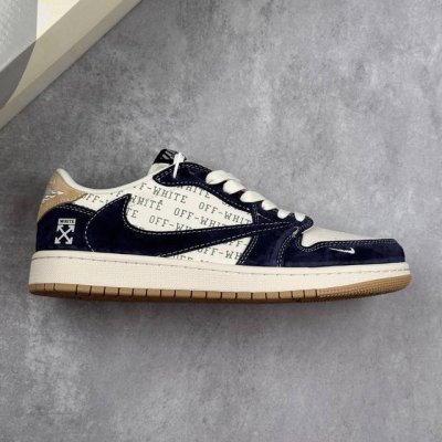 本地 核心私 Travis Scott X Fragment Design X Air Jordan 1 Low Og Sp Aj1 乔1 Of联名-卡其翻毛蓝