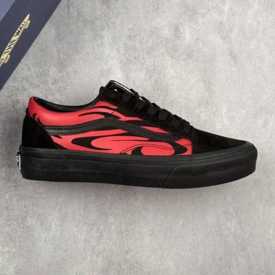 本地 核心私 Vans Old Skool 黑红火焰舒适百搭 防滑减震 休闲硫化板鞋 货号：Vn000D56458 T1S2 尺码：35 36 36.5 37