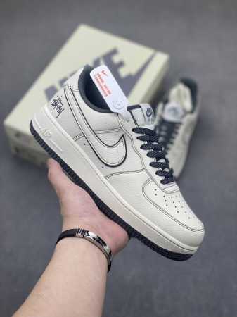 海外限量发售 公司级 Stussyx Nike Air Force 1 Low 斯图西联名 水泥灰反光空军一号低帮休闲板鞋 客供高亮3M反光 定制皮料 折边针车 - 点击图像关闭