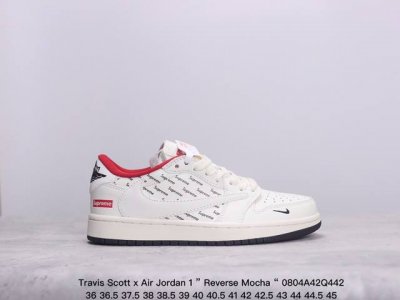 公司级aj1倒勾travis Scott X Air Jordan 1 ” Reverse Mocha “ Aj1乔1 Ts 闪电 联名倒钩 低帮文化篮球鞋 完