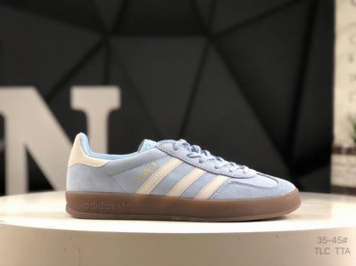真标带半码 阿迪达斯 Ad Gazelle Indoor Trainers 羚羊内训系列低帮复古百搭休闲运动德训风板鞋 蓝白 货号：Ji2717 尺码：35 3