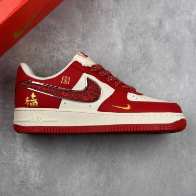 本地 核心私 Nike Air Force 1 Low 07 白红金小钩满天星 喜庆 福 囍 印字 低帮休闲运动板鞋 原楦头原纸板 打造纯正低帮空军版型 专注外