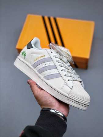 Adidas Originals 斯图西联名款 白灰配色 经典贝壳头官网同步 实拍首发渠道正品订单 诠释市场最高工艺水平区别市面普通真标版本，进出专柜无压力货号 - 点击图像关闭