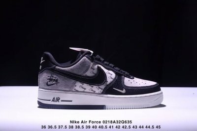 海外限量发售！公司级Nike Air Force 1 '07 Low “斯图西联名 双拼黑荔纹”空军一号 低帮 运动鞋 休闲鞋 折边针车 工艺难度大 原楦头原纸