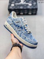海外限量发售！公司级Nike Air Force 1 '07 Low “Lv联名--蓝牛仔”空军一号 低帮 运动鞋 休闲鞋 折边针车 工艺难度大 原楦头原纸板