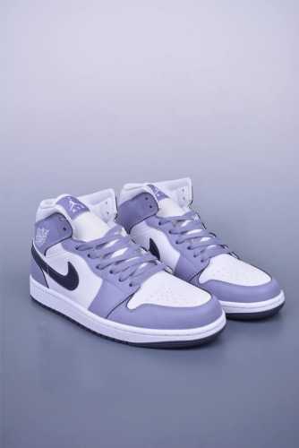 Air Jordan 1 Mid 白紫 天猫贸外客户订单 市面最工高艺 中系帮列 全批Jw新次 原装模原大底 全鞋原厂制定皮料，手感细正腻确折边工艺 完美节细诠