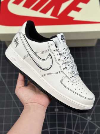 公司级 Stussyx Nike Air Force 1 Low 斯图西联名 米黑反光空军一号低帮休闲板鞋 客供高亮3M反光 定制皮料 折边针车 工艺难度大 原 - 点击图像关闭