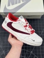 Travis Scott X Fragment Design X Air Jordan 1 Low Og Sp Aj1 乔1 石头岛联名 石榴红 低帮文化休闲板
