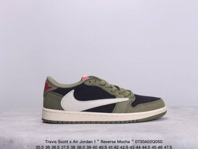 公司级aj1倒勾travis Scott X Air Jordan 1 ” Reverse Mocha “ Aj1乔1 Ts 闪电 联名倒钩 低帮文化篮球鞋 完
