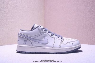 220 海外爆款限量发售！公司级 Nike Jordan Air Jordan 1“Off-White联名——米绿灰条” 高端定制 低帮 复古 减震 防滑 耐磨