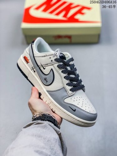 海外爆款限量发售！Nike Sb Dunk Low“ 斯图西联名 双拼黑灰” 周年高端定制 低帮休闲板鞋 定制鞋盒 大厂纯原品质出货 超高清洁度 皮料切割干净无