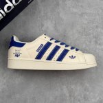 本地 核心私 阿迪达斯 Adidas Originals Superstar X Burbrry 白蓝 低帮百搭休闲运动板鞋 采用全新头层拼接皮革材质 后跟采用