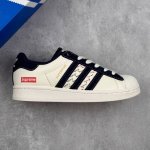本地 核心私 阿迪达斯 Adidas Superstar X Supreme 联名 三叶草经典贝壳头系列 新款休闲板鞋潮流男女士运动鞋 鞋面柔软皮革材质 标志性