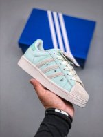 配件丢失-10 Adidas Originals Superstar Mint Green 经典贝壳头系列低帮百搭休闲运动板鞋 皮革浅薄荷绑绳 Jr1333 尺