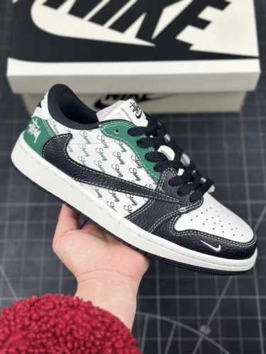 Travis Scott X Fragment Design X Air Jordan 1 Low Og Sp Aj1 斯图西联名-黑绿英文 低帮文化休闲板鞋