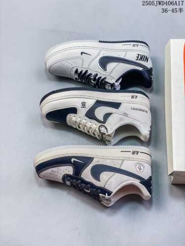 海外限量发售 公司级Nike Air Force 1 '07 Low 巴宝莉联名--黑白拼接 空军一号 低帮 运动鞋 休闲鞋 折边针车 工艺难度大 原楦头原纸板