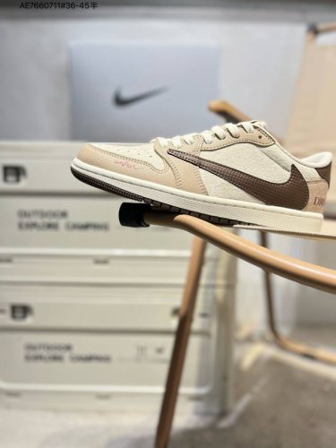 350 定制重磅三方联名，当红嘻哈歌手特拉维斯·斯科特 Air Jordan 1 Low Og Sp"Damier Azur/Brown/迪奥 Aj1乔丹一代经