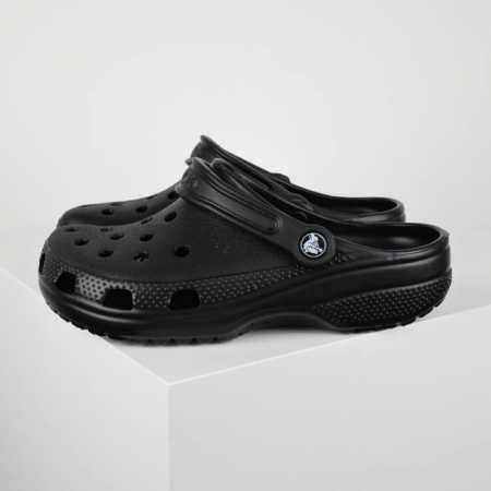 Crocs卡洛驰 经典系列黑色 原环保材料#全新开发双层超轻95% 注塑 Eva塑料上下层组合模具,5%泡沫塑料发泡缓震物料#明显外增高效果 风靡全球的四季皆宜 - 点击图像关闭