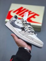 Travis Scott X Fragment Design X Air Jordan 1 Low Og Sp Aj1 斯图西联名-灰勾抽绳 低帮文化休闲板鞋