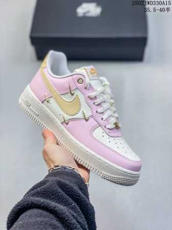 Air Force 1' 07 粉金 原楦头原纸板 打造纯正空军版型 专注外贸渠道 全掌内置蜂窝气垫 #原盒配件 原厂中底钢印、拉帮完美 货号：Ib2574-6 - 点击图像关闭