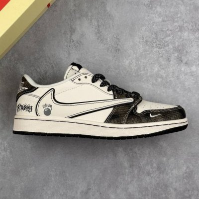 本地 核心私 travis Scott X Nike Air Jordan 1 Low X Stussy Air Jordan 1 Low 反转黑橙白小勾满天星