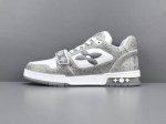 渠道优势，！ 工厂直供 驴牌 Louis Vuitton Trainer 牛皮革 平底系带圆头 板鞋 男款 尺码：38 39 40 41 42 43 44 45