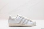 公司级阿迪达斯adidas三叶草 Originals Superstars”White Red Laceless“”黑绿 贝壳头弹力带鞋舌经典百搭休闲运动板鞋货