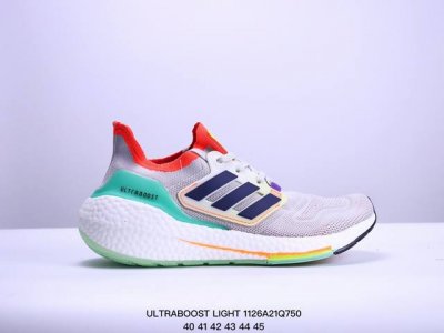 Adidas Ultraboost Light轻弹系列低帮袜套式针织透气缓震休闲运动慢跑鞋“白蓝橙”搭载light Boost中底的ultraboost跑步鞋历