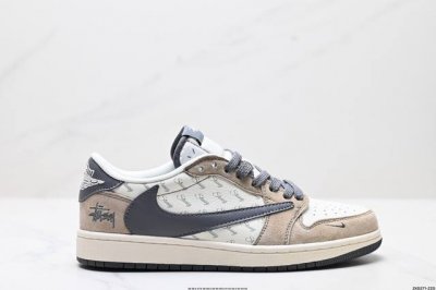 公司级Aj1倒勾Travis Scott X Air Jordan 1 ” Reverse Mocha “ Aj1乔1 Ts 闪电 联名倒钩 低帮文化篮球鞋 完