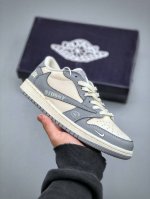 410支持放店 Travis Scott X Fragment Design X Air Jordan 1 Low Og Sp 乔1斯图西联名 米灰鬼脸 低帮文