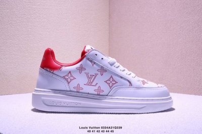 160 Llv/路易威登新款男鞋双色印花图案小牛皮低帮运动鞋 Vuitton Beverly Hills 印花 低帮系带 低帮 时尚板鞋 男款 白绿色 40-4