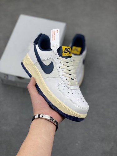 工厂套现 福利特价110 原本地200版本 Nike Air Force 1 Low 空军一号板鞋 “米白深蓝拼接”官方同步 原装级别 原楦头原纸板 打造纯正空