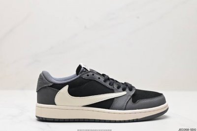 公司级aj1倒勾travis Scott X Air Jordan 1 ” Reverse Mocha “ Aj1乔1 Ts 闪电 联名倒钩 低帮文化篮球鞋 货
