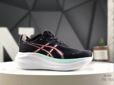 210 瑟亚士Asics Gel-Nimbus 27 低帮专业有氧轻超量休闲动运全能慢鞋跑。标原半码制#全新原装数据开人发体工学体一式轻贾质卡双编层鞋织面,针织