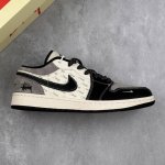 本地 核心私 Air Jordan 1 Low Aj1 乔1 斯图西联名-灰勾英文 高端定制 低帮复古篮球鞋 #定制鞋盒 大厂纯原品质出货 超高清洁度 皮料切割