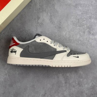 本地 核心私 travis Scott X Fragment Design X Air Jordan 1 Low Og Sp Aj1 乔1 斯图西联名-双拼红尾