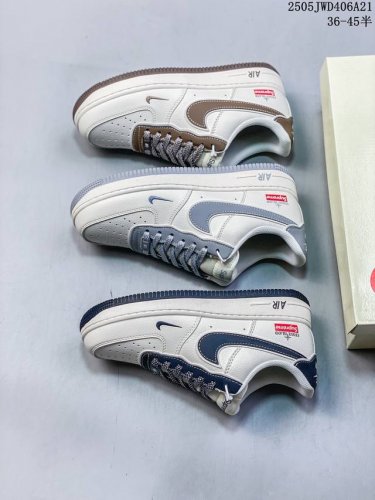 海外限量发售 公司级Nike Air Force 1 '07 Low 石头岛Supreme联名 米白星灰 空军一号 低帮 运动鞋 休闲鞋 折边针车 工艺难度大