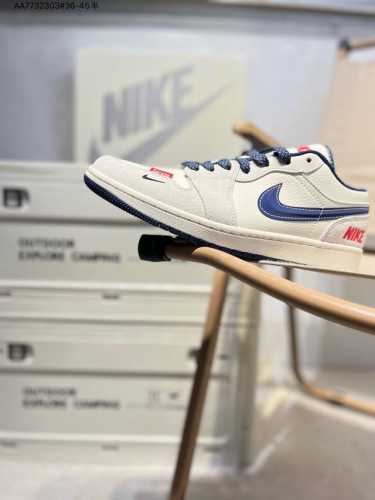 290 公司级头层皮Supreme X 乔丹Air Jordan 1 Low Aj1低帮系列篮球鞋 官方同步配色 原装级产物 #拒绝公底 立体鞋型 细节完美 高