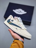 Travis Scott X Fragment Design X Air Jordan 1 Low Og Sp Aj1 乔1 古驰联名 绿红条纹勾 低帮文化休闲